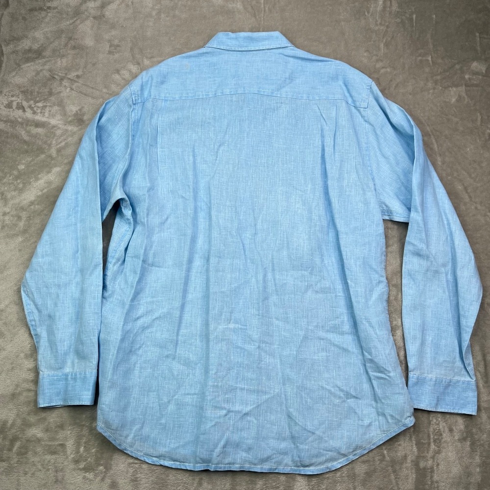 Tommy Bahama Sea Glass Breezer Linen Shirt Men Large Blue Breathable Logo Pocket - Picture 4 of 12